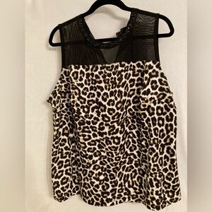 Worthington Ruffled Graphic Blouse in Black and Brown